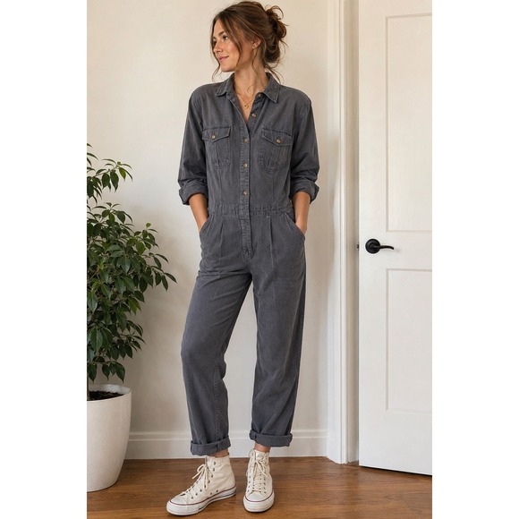 Banana Republic Pants - Vintage Banana Republic Cotton Utility Jumpsuit Boiler Suit Grey XS Mill Valley
